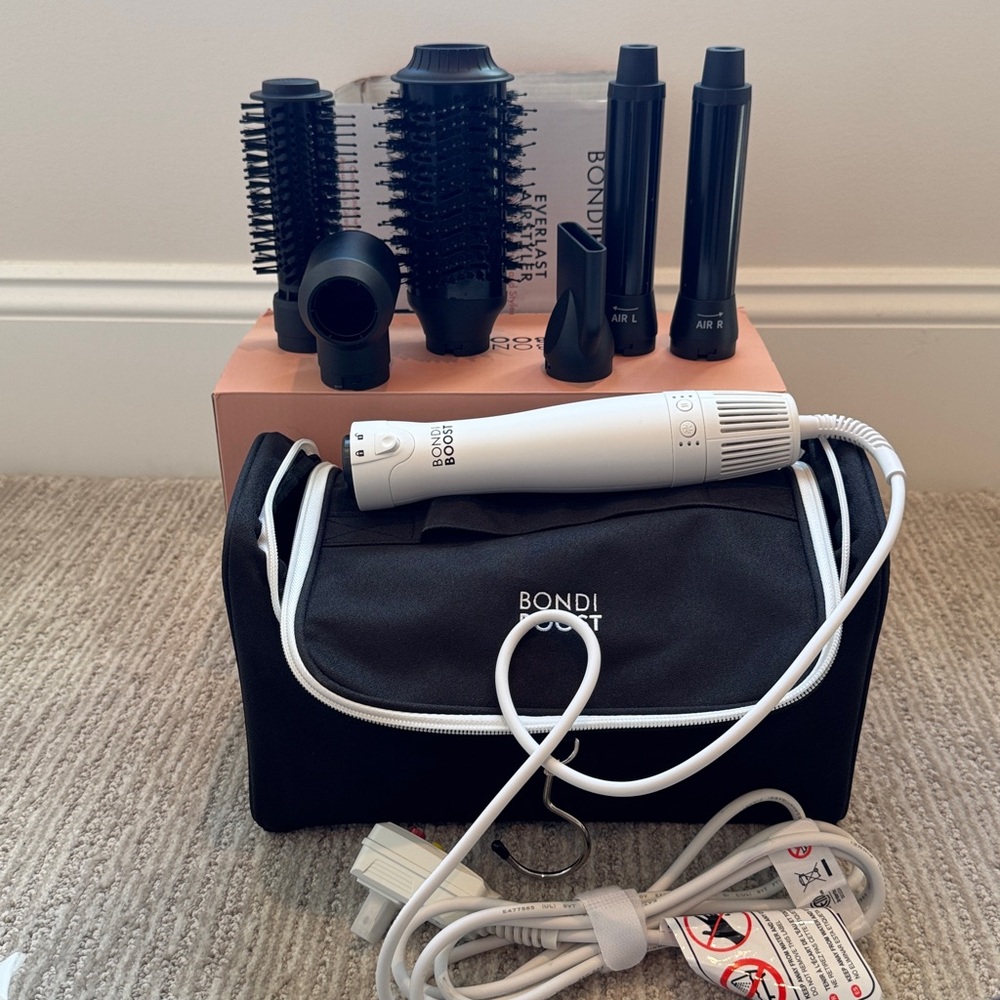 Bondi Boost White Multi-Tool Hair Styler with Brush and Curl Attachments